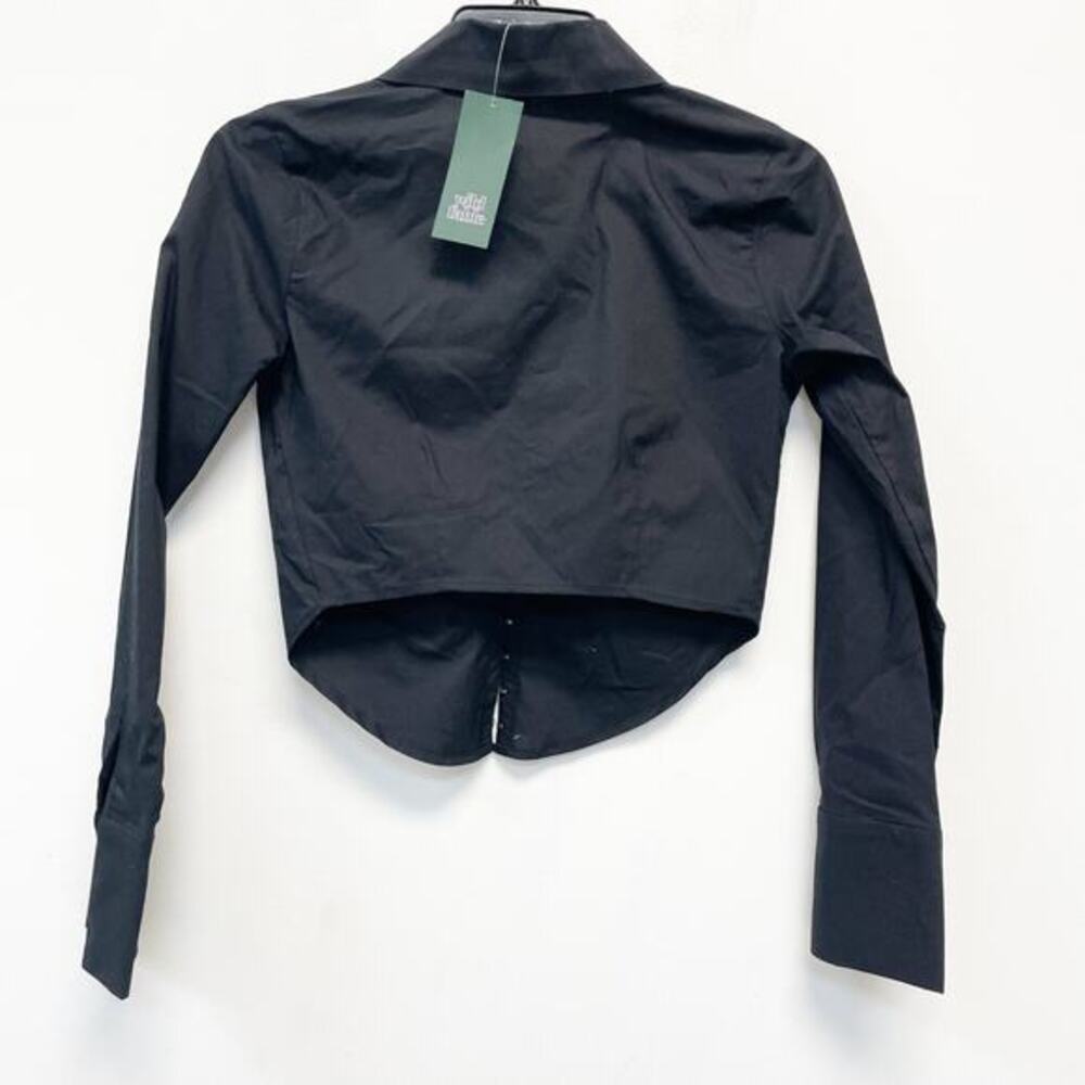 Wild Fable Women's Long Sleeve Cropped Corset Shirt Black Size XXS - Picture 2 of 5